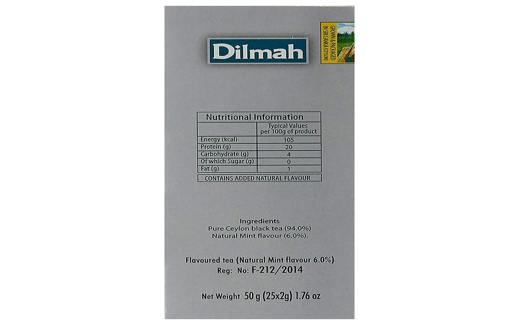 Dilmah Mint Flavoured Ceylon Black Tea   Box  25 grams